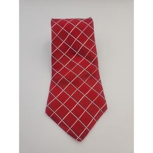 Tommy Hilfiger Mens Necktie‎ Tie Red White Blue Checkered 57" Career